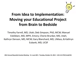 From Idea to Implementation: Moving your Educational