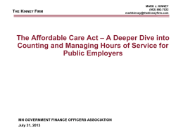The Affordable Care Act - Minnesota Government Finance Officers