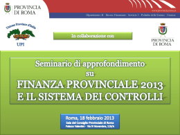 Le risorse finanziarie delle Province. Di Marco Iacobucci