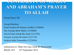 centrality of arabia and abraham`s prayer to allah