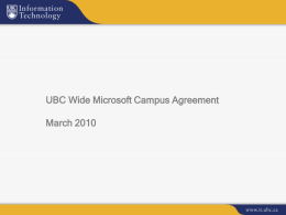 UBC Wide Microsoft Campus Agreement presentation