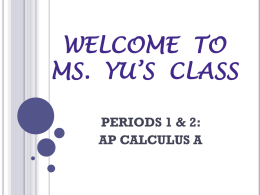 WELCOME TO MS. YU*S CLASS