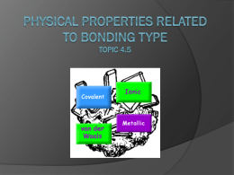 Topic 4.5 Physical Properties and Bonding Types