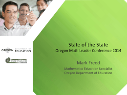 State of the State Oregon Math Leader Conference 2014