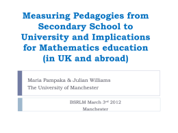 Measuring Pedagogies from Secondary School to