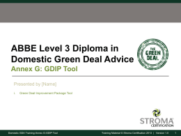 Green Deal Improvement Package Tool