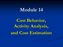 Costs, Activities, Estimation
