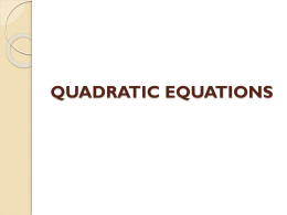 QUADRATIC EQUATIONS