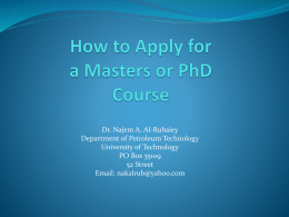 How to Apply for a Masters or PhD