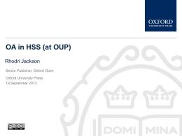 Open Access at OUP: Oxford Open