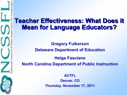 Teacher Effectiveness - American Council on The Teaching of
