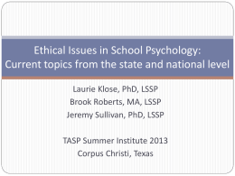 tasp si ethics - Texas Association of School Psychologists