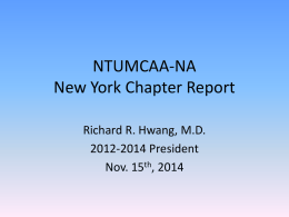 NTUMCAA-NA New York Chapter report - NTUMCAA-NA-GNY
