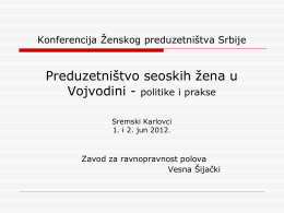 Preduzetništvo seoskih žena u Vojvodini
