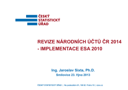 Revize národních účtů ČR 2014 – implementace ESA 2010 (