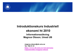 Introduktionskurs Industriell ekonomi 2010