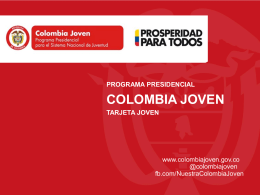 Tarjeta Vive Colombia Joven - Presidencia de la República de