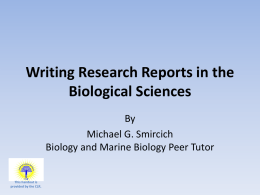 Writing Lab Reports in the Biological Sciences