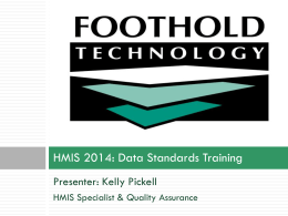 2014 HMIS Data Standards Training Webinar