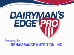 DAIRYMAN`S EDGE® PRO - PowerPoint