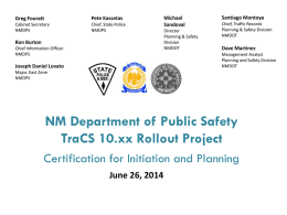 NM Department of Public Safety TraCS 10.xx Rollout Project