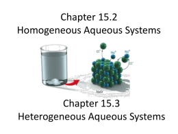 Chapter 15.2 Homogeneous Aqueous Systems