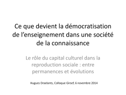 Le rôle du capital culturel dans la reproduction sociale : entre