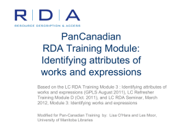 PowerPoint Presentation - RDA Test at LC Module 3