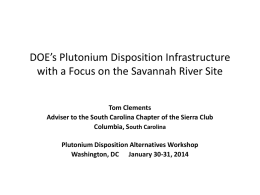DOE`s Plutonium Disposition Infrastructure at