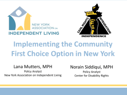 Implementing the Community First Choice Option in New York