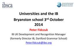 Universities and the IB: 3 October 2014
