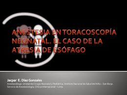 Anestesia en Toracoscopía Neonatal - insnsb, Instituto Nacional de