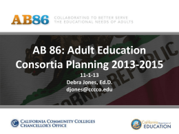 AB 86: Adult Education Consortia Planning