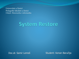 System Restore - Univerzitet u Zenici
