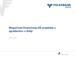 Prezentacija ponude Volks banke u oblasti finansiranja projekata