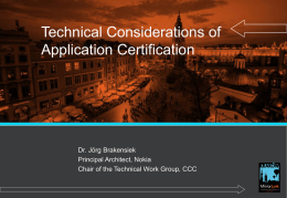 Technical Considerations of Application Certification