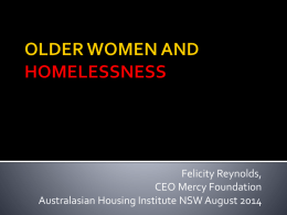 older women and homelessness - Australasian Housing Institute