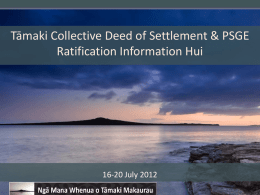 Deed of Settlement & PSGE Ratification Hui