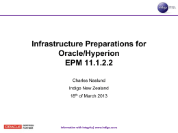 Infrastructure Preparations for Hyperion EPM 11.1.2.2