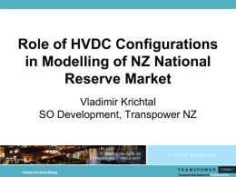 Role of HVDC configurations in modelling of NZ national reserve