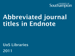 Abbreviated journal titles in Endnote