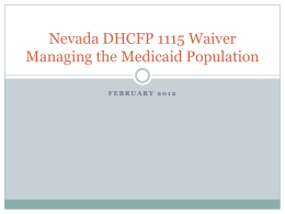 Nevada DHCFP 1115 Waiver Concept