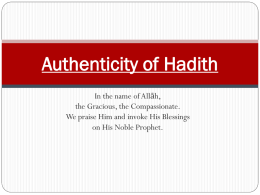 Authenticity of Hadith - Ahmadiyya Muslim Community