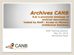 Archival descriptions - Council of Archives New Brunswick