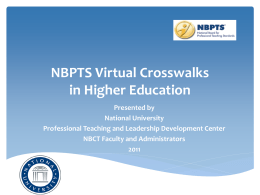 NBPTS Virtual Crosswalks in Higher Education