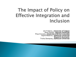 The Impact of Policy on Effective Integration and Inclusion