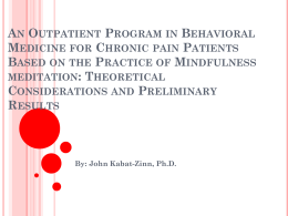 An Outpatient Program in Behavioral Medicine for Chronic pain