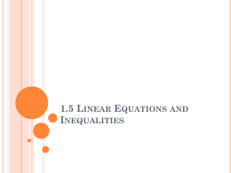 1.5 Linear Equations and Inequalities