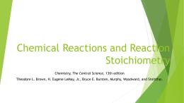 Chemical Reactions and Reaction Stoichiometry