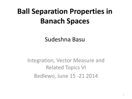 Ball Separation Properties in Banach Spaces Sudeshna Basu